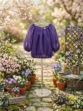 Rare Y2K H&M Purple Chiffon Milkmaid Top • Keyhole Back • Whimsigoth